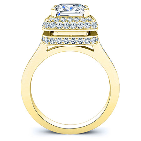 Indigo Moissanite Matching Band Only (engagement Ring Not Included) For Ring With Princess Center yellowgold