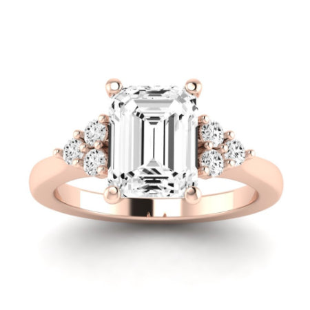 Alyssa Moissanite Matching Band Only (does Not Include Engagement Ring) For Ring With Emerald Center rosegold