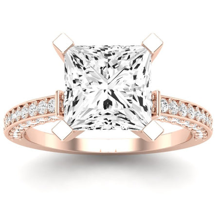 Daphne Moissanite Matching Band Only (does Not Include Engagement Ring)  For Ring With Princess Center rosegold