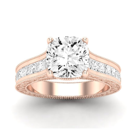 Edelweiss Moissanite Matching Band Only (does Not Include Engagement Ring) For Ring With Cushion Center rosegold