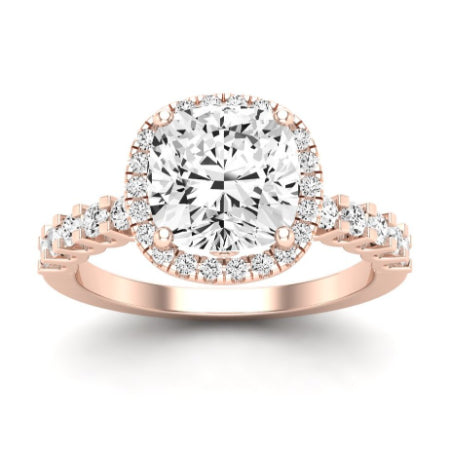 Sweet Pea Moissanite Matching Band Only ( Engagement Ring Not Included) For Ring With Cushion Center rosegold