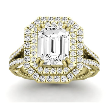 Lupin Emerald Moissanite Engagement Ring yellowgold