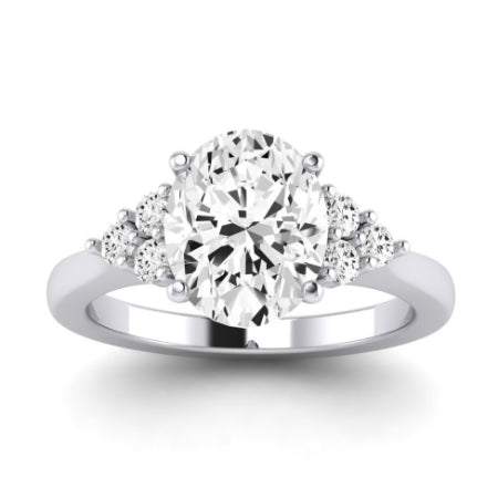 Alyssa Moissanite Matching Band Only (does Not Include Engagement Ring) For Ring With Oval Center whitegold
