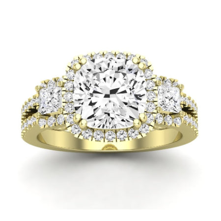 Erica Diamond Matching Band Only (does Not Include Engagement Ring) For Ring With Cushion Center yellowgold