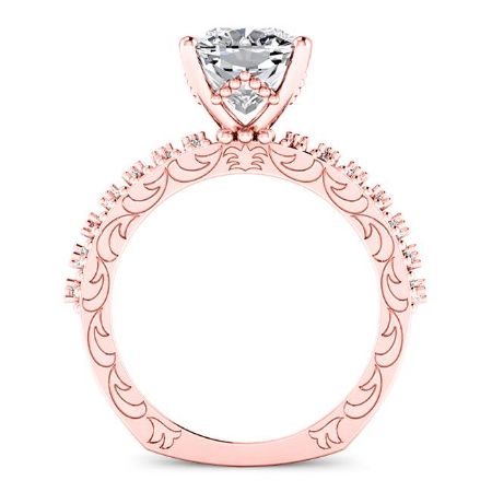 Carmel Moissanite Matching Band Only (engagement Ring Not Included) For Ring With Cushion Center rosegold