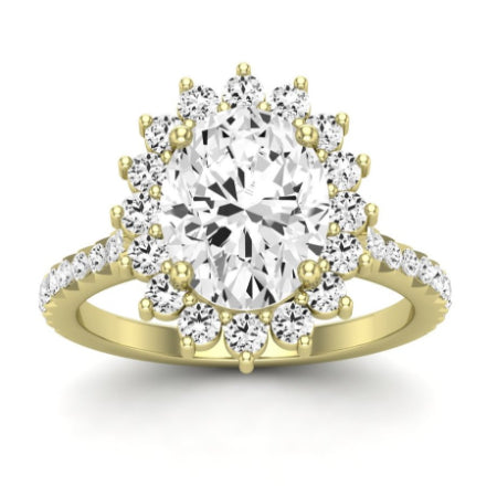 Gazania Moissanite Matching Band Only (does Not Include Engagement Ring) For Ring With Oval Center yellowgold