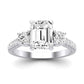 Primrose Moissanite Matching Band Only ( Engagement Ring Not Included) For Ring With Emerald Center whitegold