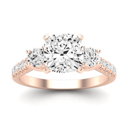 Primrose Moissanite Matching Band Only ( Engagement Ring Not Included) For Ring With Cushion Center rosegold