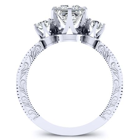 Tuberose Moissanite Matching Band Only (engagement Ring Not Included) For Ring With Princess Center whitegold