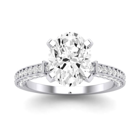 Daphne Moissanite Matching Band Only ( Engagement Ring Not Included) For Ring With Oval Center whitegold