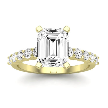Magnolia Moissanite Matching Band Only ( Engagement Ring Not Included) For Ring With Emerald Center yellowgold