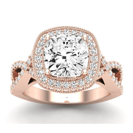 Clover Diamond Matching Band Only ( Engagement Ring Not Included) For Ring With Cushion Center rosegold