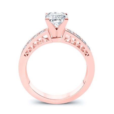 Lotus Moissanite Matching Band Only (engagement Ring Not Included) For Ring With Round Center rosegold