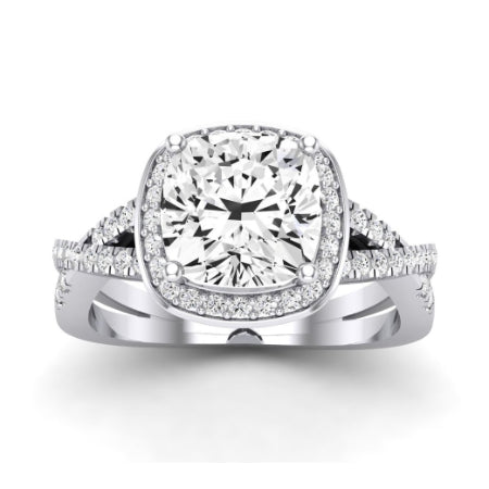 Moonflower Moissanite Matching Band Only ( Engagement Ring Not Included) For Ring With Cushion Center whitegold