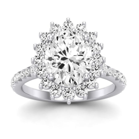 Gazania Moissanite Matching Band Only (does Not Include Engagement Ring) For Ring With Oval Center whitegold