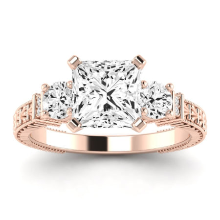 Angelonia Moissanite Matching Band Only (does Not Include Engagement Ring) For Ring With Princess Center rosegold