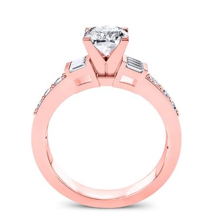 Daisy Moissanite Matching Band Only (engagement Ring Not Included) For Ring With Cushion Center rosegold