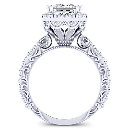 Canna Moissanite Matching Band Only (engagement Ring Not Included) For Ring With Princess Center whitegold