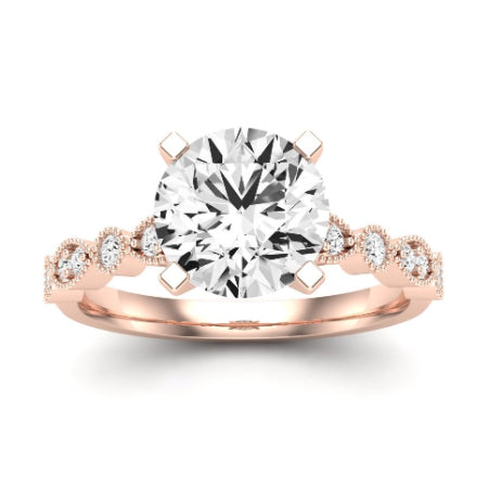 Marigold Moissanite Matching Band Only (does Not Include Engagement Ring) For Ring With Round Center rosegold