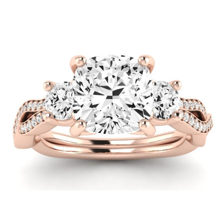 Bottlebrush Diamond Matching Band Only (does Not Include Engagement Ring) For Ring With Cushion Center rosegold