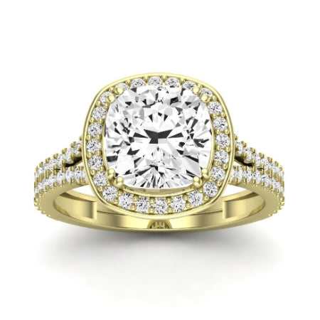 Tea Rose Moissanite Matching Band Only (does Not Include Engagement Ring) For Ring With Cushion Center yellowgold