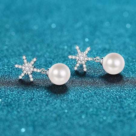 Steffi Diamond & Pearl Earrings whitegold