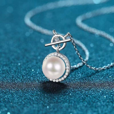 Carly Diamond & Pearl Necklace whitegold