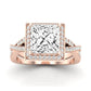 Moonflower Moissanite Matching Band Only ( Engagement Ring Not Included) For Ring With Princess Center rosegold