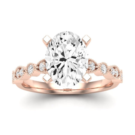 Marigold Moissanite Matching Band Only (does Not Include Engagement Ring) For Ring With Oval Center rosegold