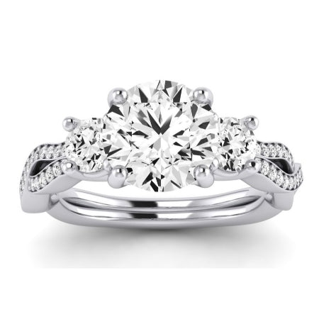 Bottlebrush Diamond Matching Band Only (does Not Include Engagement Ring) For Ring With Round Center whitegold