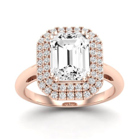 Tulip Moissanite Matching Band Only ( Engagement Ring Not Included) For Ring With Emerald Center rosegold