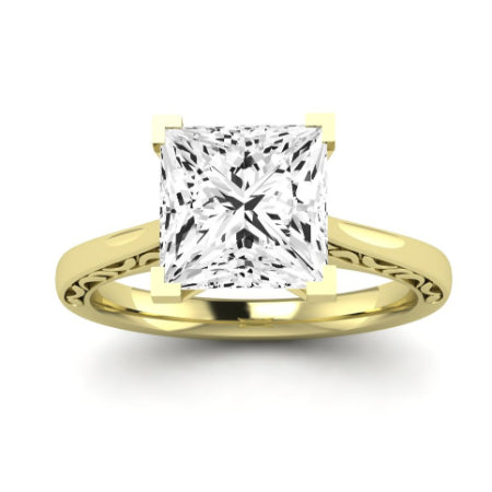 Astilbe Moissanite Matching Band Only (does Not Include Engagement Ring) For Ring With Princess Center yellowgold