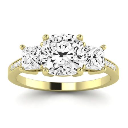 Dietes Diamond Matching Band Only (does Not Include Engagement Ring) For Ring With Cushion Center yellowgold