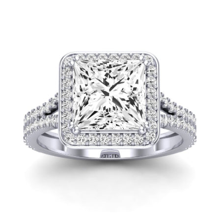 Tea Rose Moissanite Matching Band Only (does Not Include Engagement Ring) For Ring With Princess Center whitegold