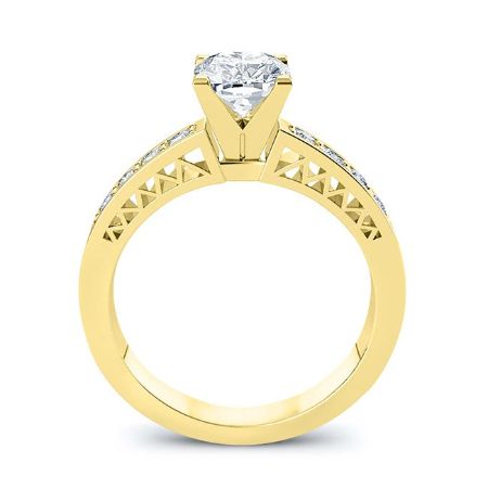 Lotus Moissanite Matching Band Only (engagement Ring Not Included) For Ring With Princess Center yellowgold