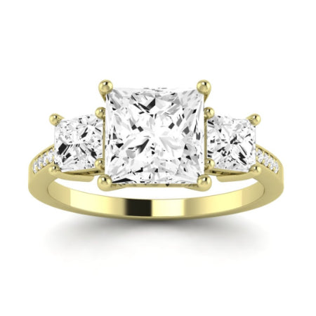 Dietes Moissanite Matching Band Only (does Not Include Engagement Ring) For Ring With Princess Center yellowgold