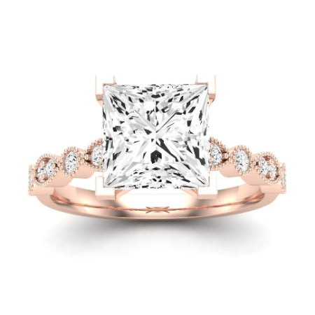 Marigold Moissanite Matching Band Only (does Not Include Engagement Ring) For Ring With Princess Center rosegold