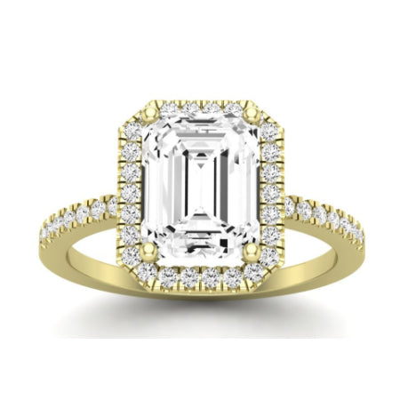 Bergenia Moissanite Matching Band Only (does Not Include Engagement Ring ) For Ring With Emerald Center yellowgold