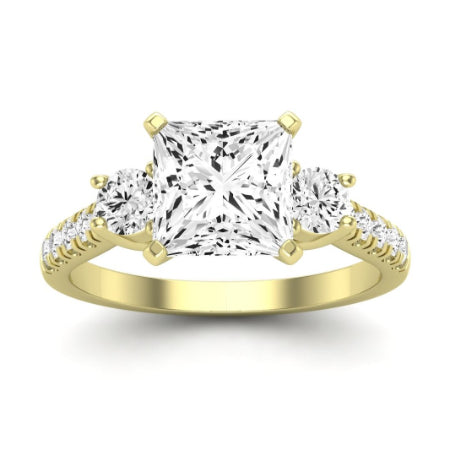 Primrose Moissanite Matching Band Only ( Engagement Ring Not Included) For Ring With Princess Center yellowgold