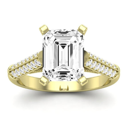 Iberis Moissanite Matching Band Only (does Not Include Engagement Ring) For Ring With Emerald Center yellowgold