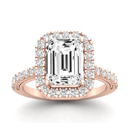 Florizel Diamond Matching Band Only (does Not Include Engagement Ring) For Ring With Emerald Center rosegold