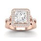 Clover Diamond Matching Band Only ( Engagement Ring Not Included) For Ring With Princess Center rosegold
