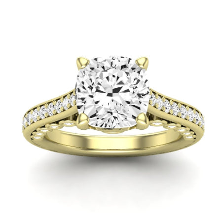 Nala Moissanite Matching Band Only (does Not Include Engagement Ring) For Ring With Cushion Center yellowgold