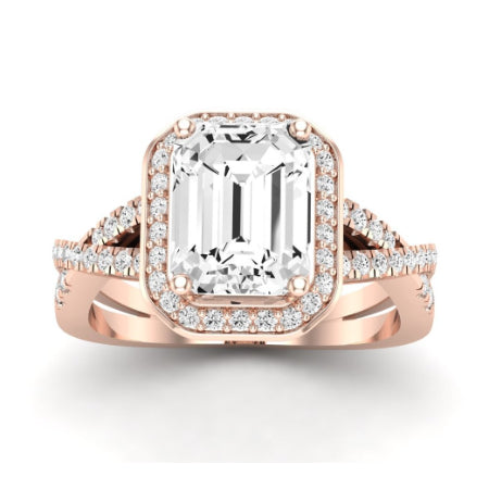 Moonflower Diamond Matching Band Only ( Engagement Ring Not Included) For Ring With Emerald Center rosegold