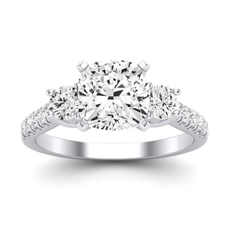 Primrose Moissanite Matching Band Only ( Engagement Ring Not Included) For Ring With Cushion Center whitegold