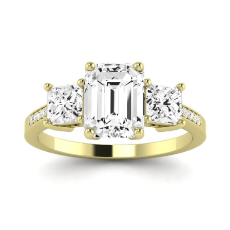 Dietes Moissanite Matching Band Only (does Not Include Engagement Ring) For Ring With Emerald Center yellowgold