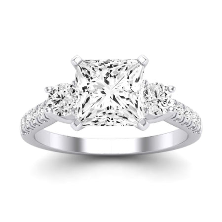 Primrose Moissanite Matching Band Only ( Engagement Ring Not Included) For Ring With Princess Center whitegold