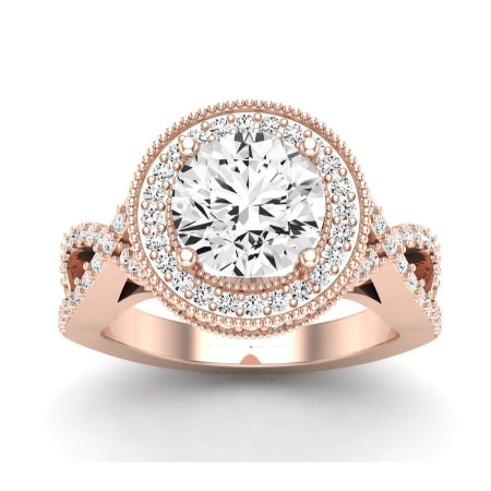 Clover Moissanite Matching Band Only ( Engagement Ring Not Included)  For Ring With Round Center rosegold