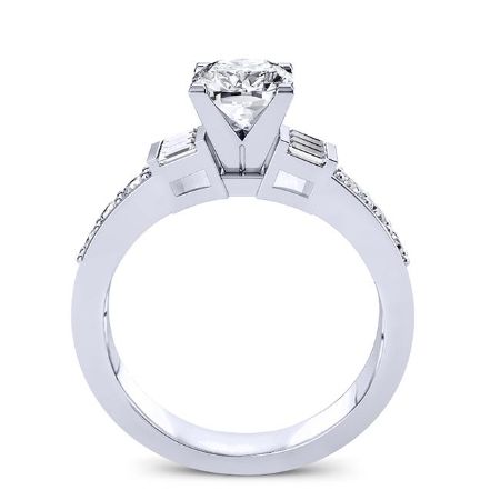 Daisy Moissanite Matching Band Only (engagement Ring Not Included) For Ring With Cushion Center whitegold