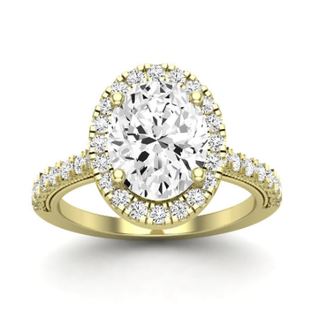 Florizel Moissanite Matching Band Only (does Not Include Engagement Ring) For Ring With Oval Center yellowgold